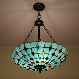 24 Inch European Stained Glass Pendant Light