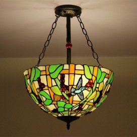 16 Inch European Stained Glass Flush Mount