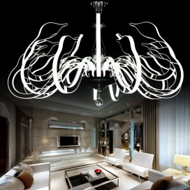 Dimmable 15 Light Modern / Contemporary Steel Chandelier with Acrylic Shade