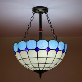 16 Inch European Stained Glass Flush Mount