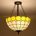 16 Inch European Stained Glass Flush Mount