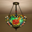 16 Inch European Stained Glass Flush Mount