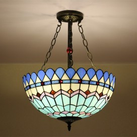 16 Inch European Stained Glass Flush Mount