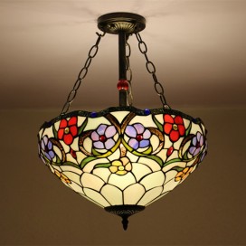 16 Inch European Stained Glass Tiffany Flush Mount