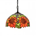 12 Inch European Stained Glass Sunflower Style Pendant Light