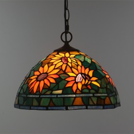 12 Inch European Stained Glass Sunflower Style Pendant Light