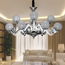 Dimmable 12 Light Modern / Contemporary Steel Chandelier with Shade