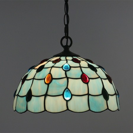 12 Inch European Stained Glass Pendant Light