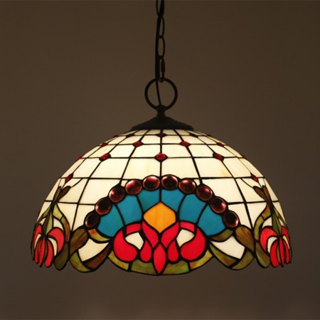 16 Inch European Stained Glass Pendant Light