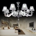 Dimmable 6 Light Modern / Contemporary Steel Chandelier with Glass Shade