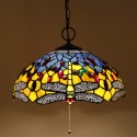 16 Inch European Stained Glass Dragonfly Style Pendant Light