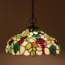 16 Inch European Stained Glass Grape Style Tiffany Pendant Light
