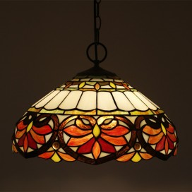 16 Inch European Stained Glass Pendant Light