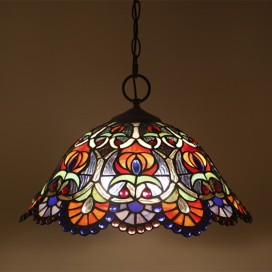 16 Inch European Stained Glass Pendant Light