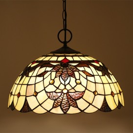 16 Inch European Stained Glass Pendant Light