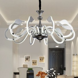 Dimmable 10 Light Modern / Contemporary Steel Chandelier with Acrylic Shade