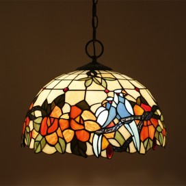 16 Inch European Stained Glass Pendant Light