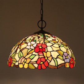 16 Inch European Stained Glass Pendant Light