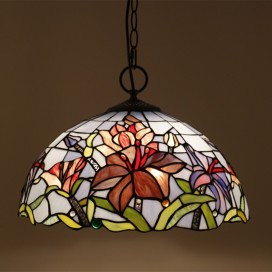 16 Inch European Stained Glass Pendant Light