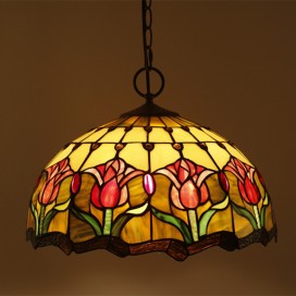 16 Inch European Stained Glass Pendant Light