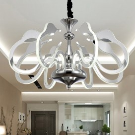 Dimmable 8 Light Modern / Contemporary Steel Chandelier with Acrylic Shade