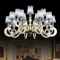 Dimmable 15 Light Modern / Contemporary Steel Chandelier with Glass Shade