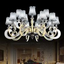 Dimmable 15 Light Modern / Contemporary Steel Chandelier with Glass Shade