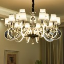 Dimmable 15 Light Modern / Contemporary Steel Chandelier with Glass Shade