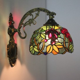 8 Inch European Stained Glass Grape Style Wall Light