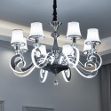 Dimmable 8 Light Modern / Contemporary Steel Chandelier with Glass Shade