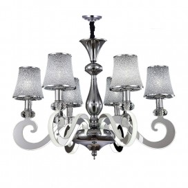 Dimmable 6 Light Modern / Contemporary Steel Chandelier with Glass Shade