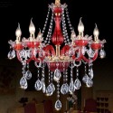 6 Light Red Candle Style Crystal Chandelier