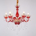 6 Light Red Candle Style Crystal Chandelier