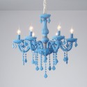 6 Light Macaron Blue Nordic Style Candle Style Crystal Chandelier