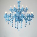 18 Light (12+6) 2 Tiers Macaron Blue Nordic Style Candle Style Crystal Chandelier