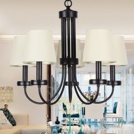 5 Light Retro Contemporary Black Candle Style Chandelier