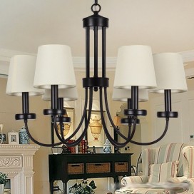 6 Light Retro Contemporary Black Candle Style Chandelier
