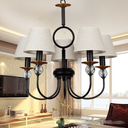 5 Light Rustic Retro Black Mediterranean Style Contemporary Candle Style Chandelier