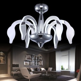 Dimmable 6 Light Modern / Contemporary Steel Chandelier with Acrylic Shade