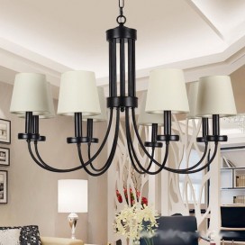 8 Light Retro Contemporary Black Candle Style Chandelier