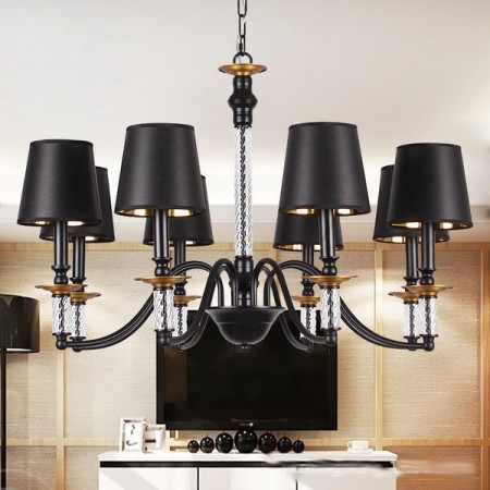 8 Light Black Retro Bar Candle Style Chandelier