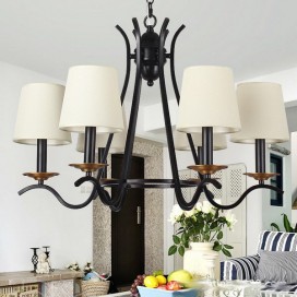 6 Light Black Retro Contemporary Candle Style Chandelier