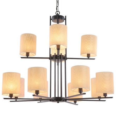 12 Light Rustic Retro Black Bar 2 Tier Large Candle Style Chandelier