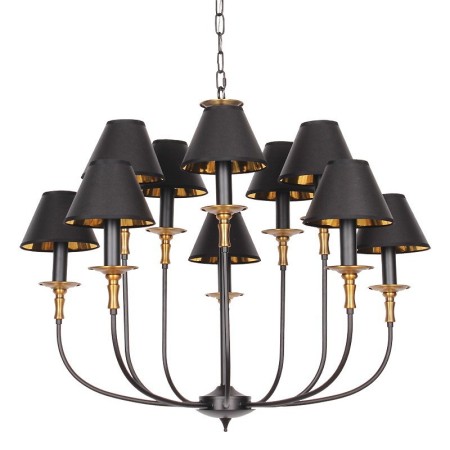 10 Light Rustic Retro Black Bar 2 Tier Large Candle Style Chandelier