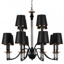 12 Light Rustic Retro Black Bar 2 Tier Large Candle Style Chandelier