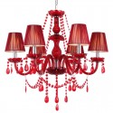 6 Light Red K9 Crystal Candle Style Chandelier