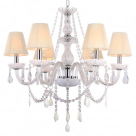 6 Light White K9 Crystal Candle Style Chandelier