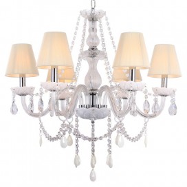 6 Light White K9 Crystal Candle Style Chandelier