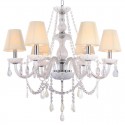 6 Light White K9 Crystal Candle Style Chandelier