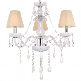 3 Light White K9 Crystal Candle Style Chandelier